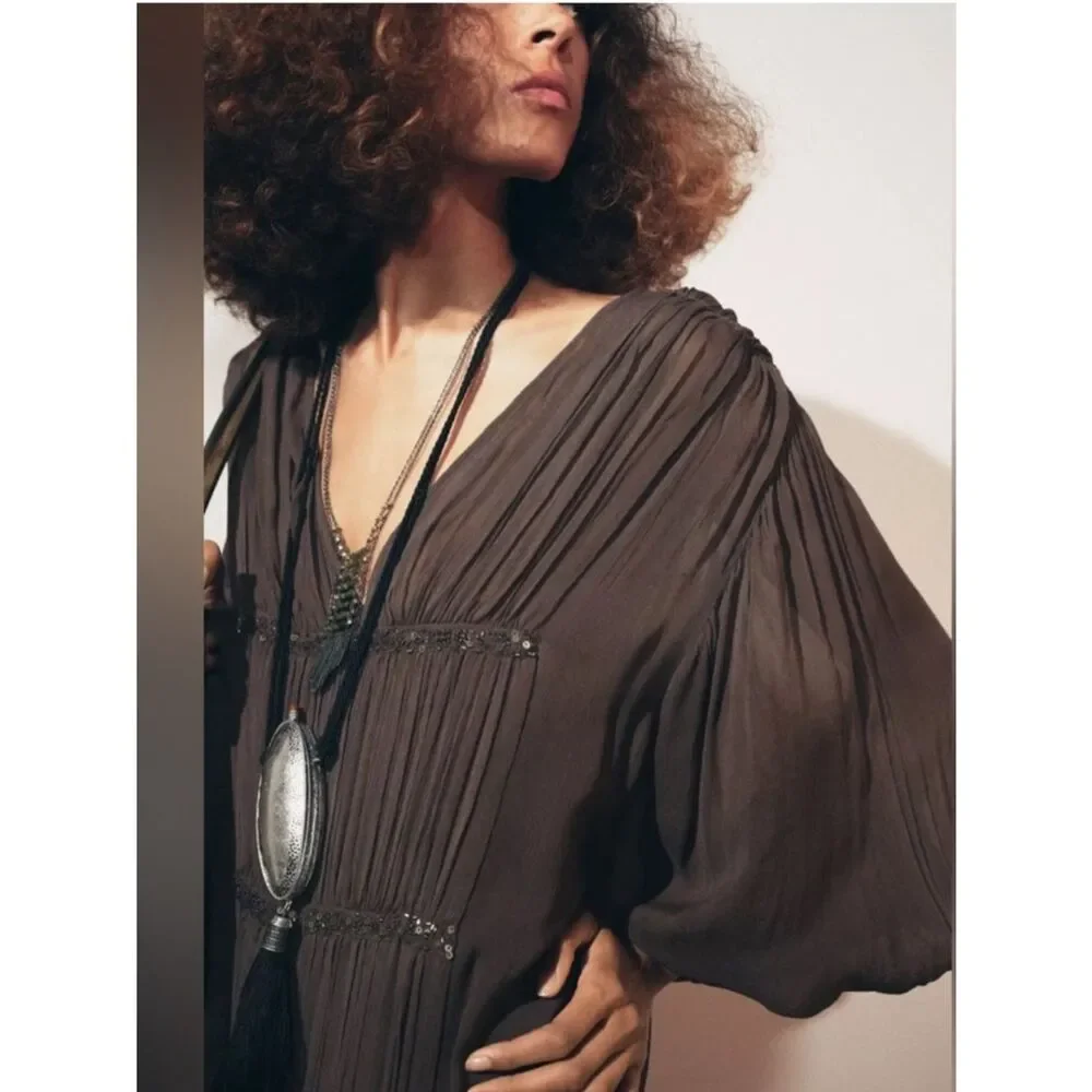 ZARA BEADED EMBROIDERED DRESS ZW COLLECTION - Picture 6 of 9